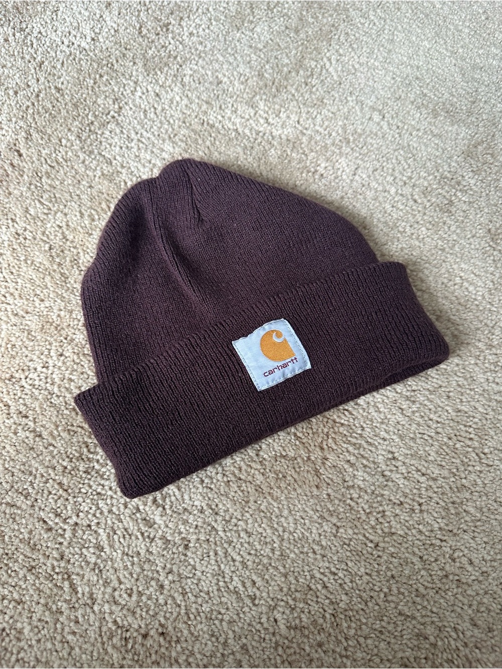 Carhartt Kids Brown Cuffed Beanie with Logo Patch
